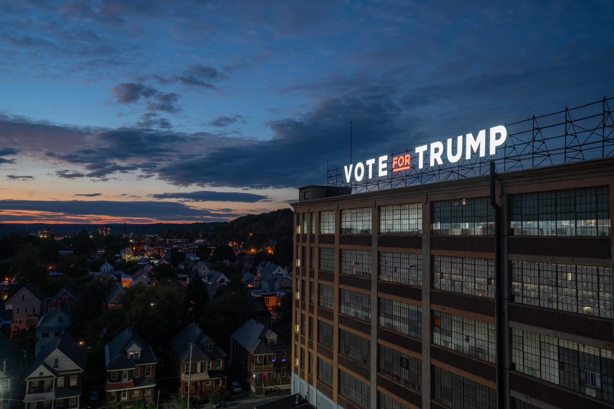 Constantino Vote for Trump Sign illuminated